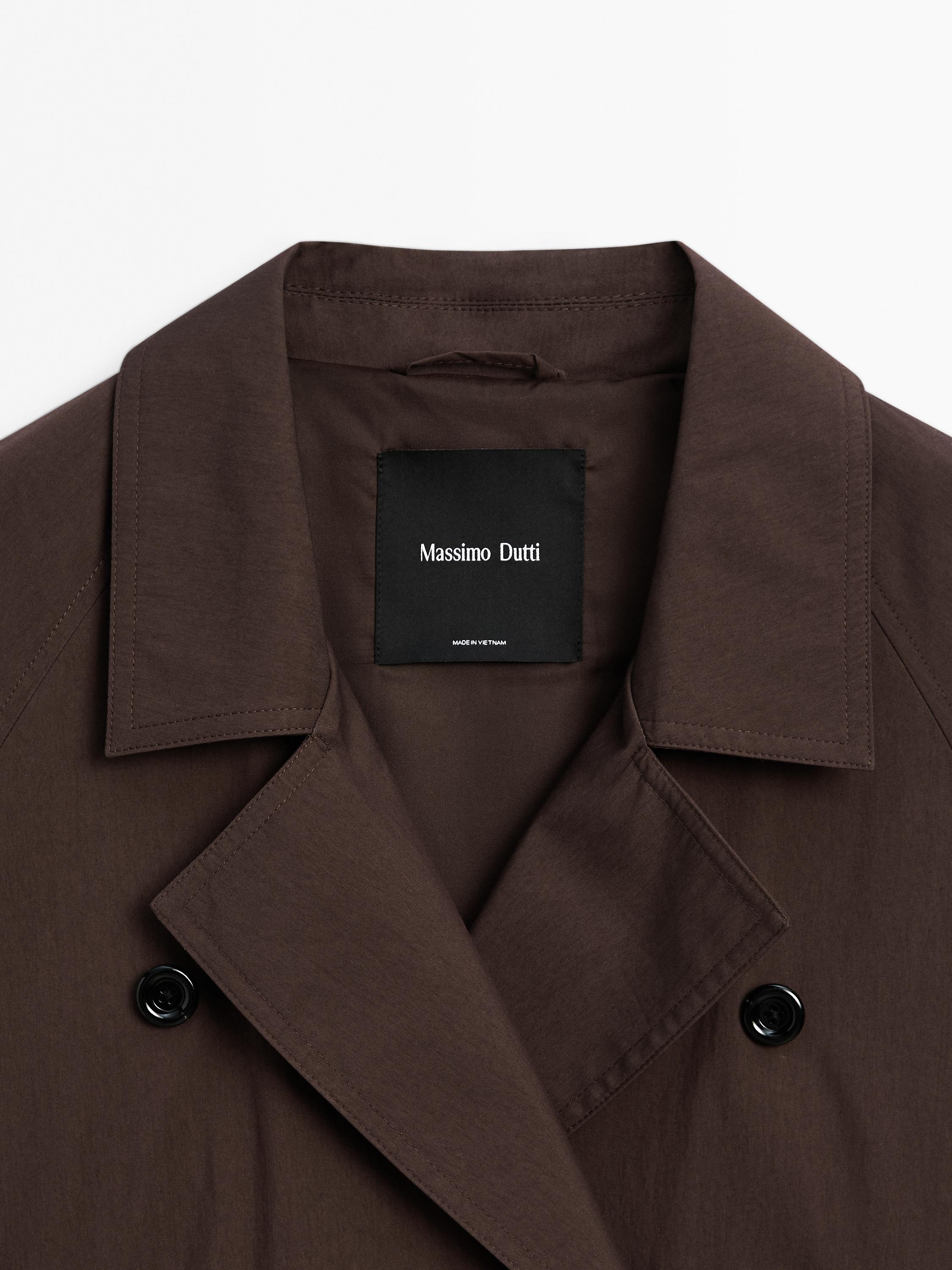 Cotton blend trench coat with back detail